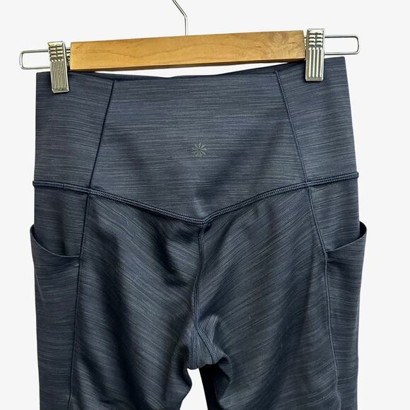Athleta Salutation Stash Pocket II Capri Leggings Navy Blue Pockets Small Active - Picture 5 of 8